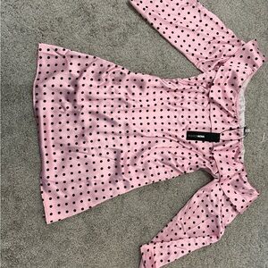 Fashion Nova Pink and Black Polka Dot Dress